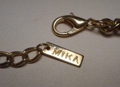 Mika Mod Black & Off-White Woven Tubular Chain Necklace w Mystic Knot Medallion