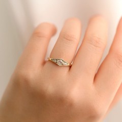 Vintage Art Deco Minimalist & Lab Created Diamond In 925 Sterling Silver Ring