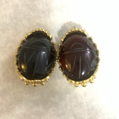 Metropolitan Museum of Art MMA Clip On Earrings Scarab Egyptian Revival Goldtone