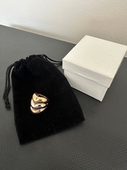 Vintage Art Deco 18 KT H.G.E. Tri-Color Band Ring. Size 7.5-8. Band width 25 mm