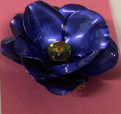 Used Vintage 60’s Purple Flower with Topaz like center stone Brooch 2 1/4″