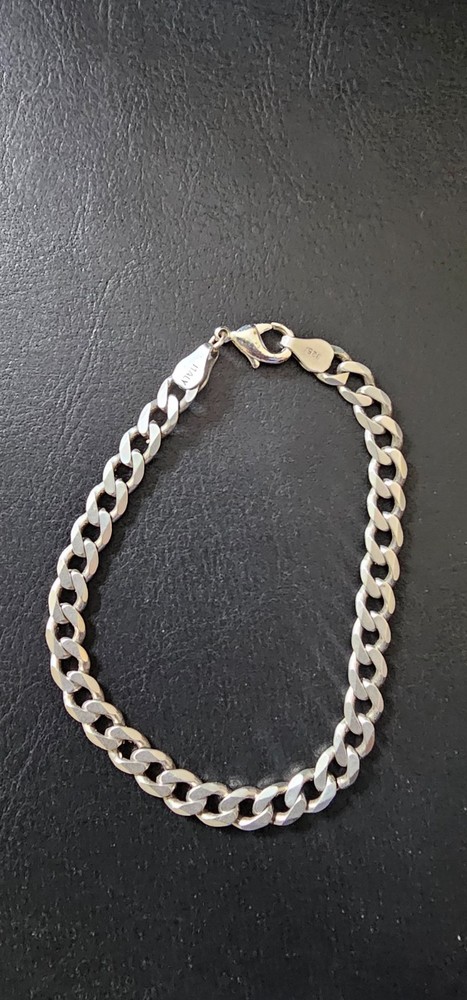 Vintage Authentic 925 Sterling Silver Cuban Curb Link Bracelet Italy