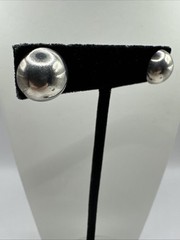 Vintage Sterling Silver Large Round Domed Stud Earrings 925