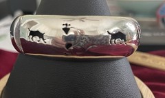 Taxco Mexico – 925 Sterling Bangle Bracelet w/Bull, Toreador, Picador 2-1/4″ Med