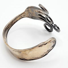 Silverware Silver Plated Fork Cuff Bracelet GES 100 Germany Heavy Tarnish Wear