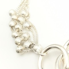Silver Tone 6 Strand Textured Ball Beaded Curb Chain Toggle Bracelet 7.5” #14