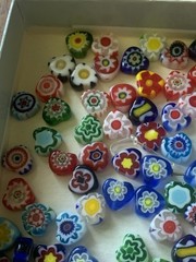 Vintage Handmade Small Murano Venetian millefiori art glass bead LOT 110 Hearts