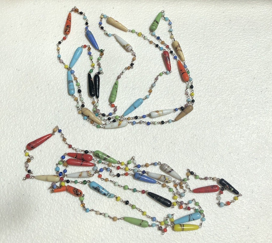 Vintage Lot of 2 1960s Boho Hippie Love Beads – Multi-colors – 54″ long
