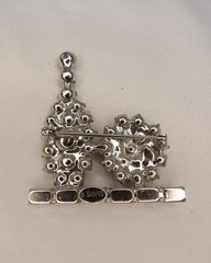 VTG Signed B David Brooch – Bowling Ball & Pin – Black/Clear Crystal Stones