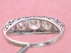 ANTIQUE ART DECO 1.35 ctw OLD DIAMOND PLATINUM 5-STONE COCKTAIL RING 1930 sz 5.5