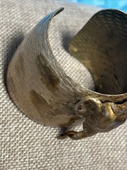 VTG Brutalist Brass Elephant Cuff Bracelet Wide Hammered Statement Textured 2”