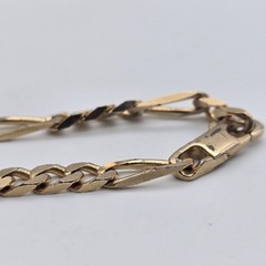Vintage Gold Filled / Rolled Gold – 6 mm Blocky Flat Figaro Chain Bracelet 8.25″