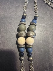 Vintage Boho Beaded Pendant Necklace – Mixed Metal & Wood Beads, 16” Long