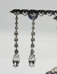 Monet Chandelier Crystal Silver Tone Pierced Earring Dangle Vintage 2.25 in