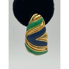 Avon Earrings Post Pierced Gold Tone Blue Green Oval One Size Fits All