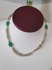 Vintage c1950s-60s Green Grey 10k Gold Fill Necklace Screwback Earring Set Video