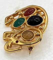 Vintage Weingeroff Goldtone Scarab Elephant Brooch Egyptian Revival, Good Luck