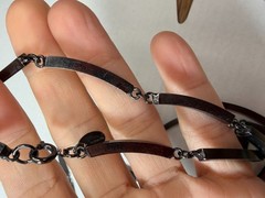 Vintage Necklace Les Bernard Bar Link Black Gray Metal Signed 36 in H1