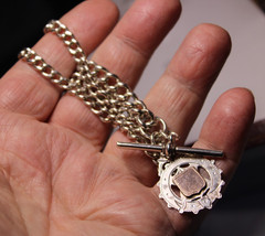 Silver & Gold Fob Curb Link Chain/Necklace – AHS – Chester – 1900 / 1914