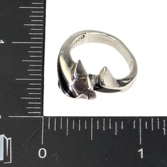 Vintage Mexico Sterling Silver Artisan Dolphin Ring Black Onyx Inlay Sz 5.5