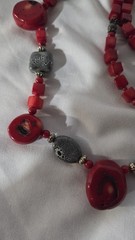 Vintage Sterling Silver, Chunky Red Coral Necklace – 26″ (595)