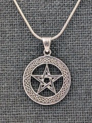 Vtg 925 Sterling Silver Celtic Pentacle Pendant 20″ Snake Chain Unisex Necklace