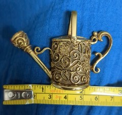 Vintage Adorable Gold Tone Floral Cottagecore Nature Garden Watering Can Pendant