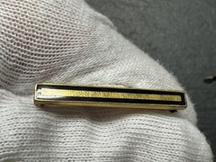3 UNIQUE VINTAGE LINGERIE PINS: SILVER TONE + SHELL, GOLD & BLACK, GOLD M212
