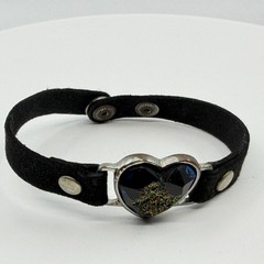 Black Suede Heart Bracelet Gothic Y2K Statement Boho Festival Jewelry Gift Idea