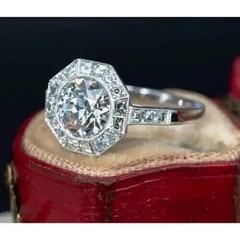 2.10Ct Art Deco Style Lab Created Diamond Anniversary 14K White Gold Finish Ring