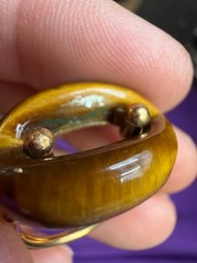Vintage Ring Tigers Eye Donut Oval 14K Gold Womens Size 6 5.4 grams