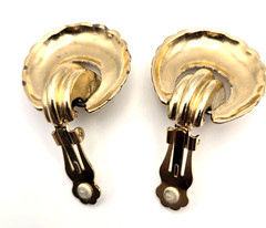 Vintage Shiny Large Clip-On Huggie Earrings Gold/Silver Tone 1970s-1990s