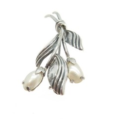 THEODORE KLOTZ 835 Silver Antique Germany Faux Pearl Flower Pin Brooch