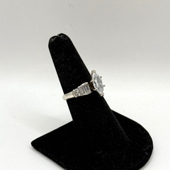 Vintage SETA 925 Sterling Silver Marquise CZ Ring Baguette Size 6.5 Art Deco