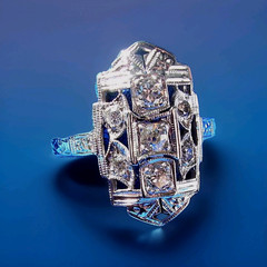 Original EARTH MINED DIAMOND Deco Engagement Ring Vintage Style 14K WHITE GOLD 6