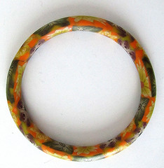 Vintage Polymer Clay Bangle Bracelet Multi-colored Statement Couture 7 3/8″