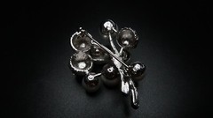 Vintage Whiting Davis Faux Pearl Rhinestone Brooch 4.5cm BB9