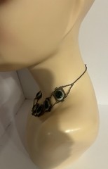 Victorian Silver Filigree Opercullum/Shiva Shell 15 3/4″ Choker Necklace #9107