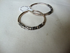VTG 1970s STERLING SILVER 925 BALI INDONESIAN TWISTED WIRE WORK HOOP EARRINGS