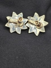 Vintage Signed 925 Mexican Taxco Abalone Shell Inlay Earrings Sterling Silver