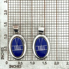 Vintage ASC 925 Sterling Silver Lapis Lazuli Channel Inlay Pendant, 6.3g, Qty. 2