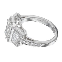 Triple Halo Emerald Cut Diamond Suchy .99ct Platinum Engagement Ring