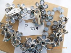 VINTAGE CORO BABY BLUE LUCITE FLOWER CLUSTER NECKLACE and EARRINGS SET
