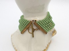 1940s DECO Green Enameled BALL Chain Bracelet; Disaster Relief