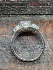 Vtg STUNNING Sterling Silver 925 PINK ICE TOPAZ Cz Details Ring Signed FAS Sz 8