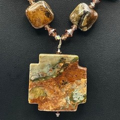 GREEN ONYX CROSS MEDALLION Necklace 86g Sterling Silver ABs Striking ~ Must C!