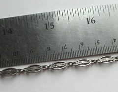 30in VINTAGE 1967 CINCO CENTAVOS MEXICO COIN SILVER PLATED ORNATE CHAIN NECKLACE