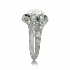 3.00 Ct Art Deco Style Lab-Created Diamond & Emerald Engagement Ring 925 Silver