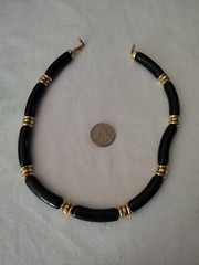 Napier Necklace Black and Gold Tone Beaded Choker Vintage 18 in