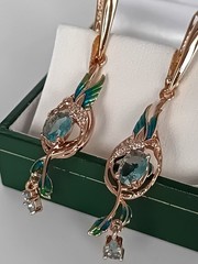 Vintage 1990-s 14 Ct Rolled Gold Aquamarine Zircons Earrings – Hallmarked 585 RG